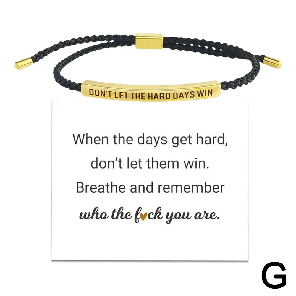 “Don’t Let The Hard Days Win” Motivational Bracelet – Adjustable Inspirational Gift