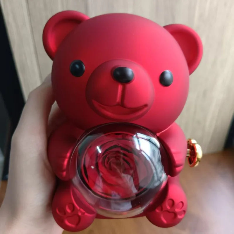 Personalized Heart Necklace & Rose Bear Gift Box Set