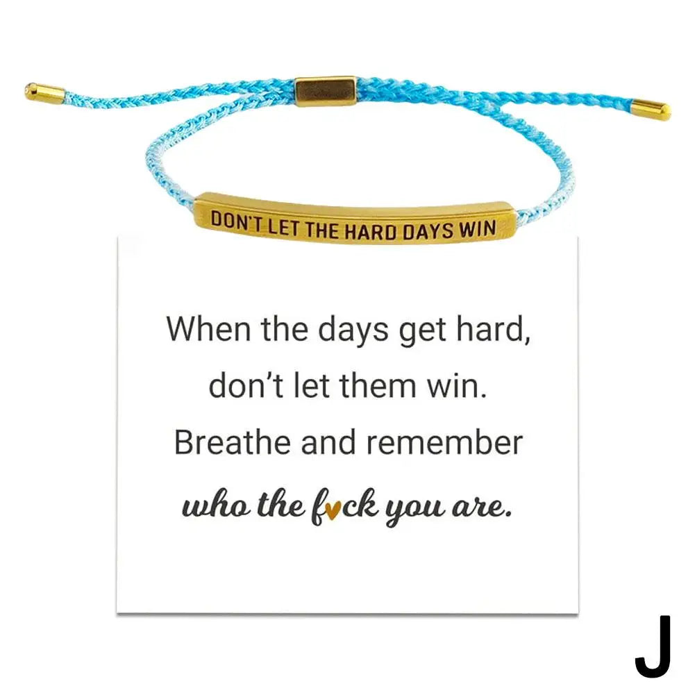 Bracelet with motivational message on a white background