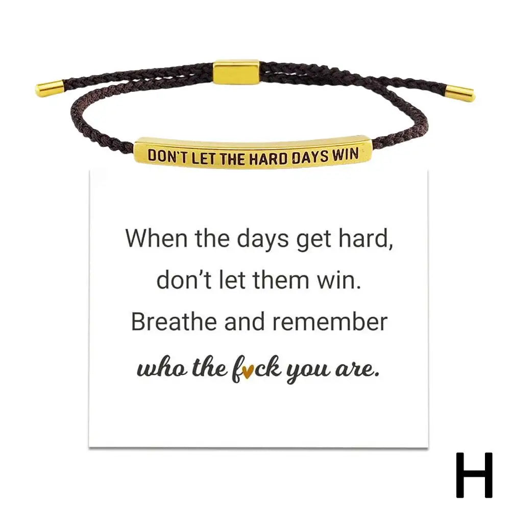 Bracelet with motivational message on a white background