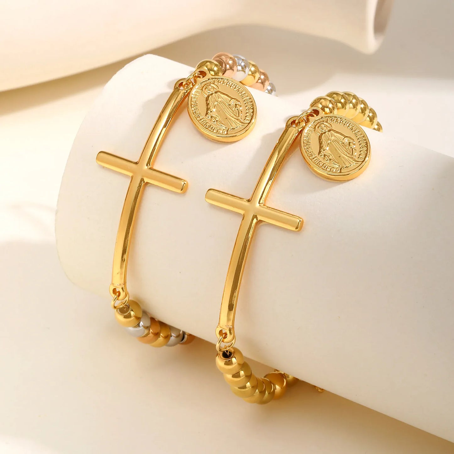 Virgin Mary Cross Bead Bracelet