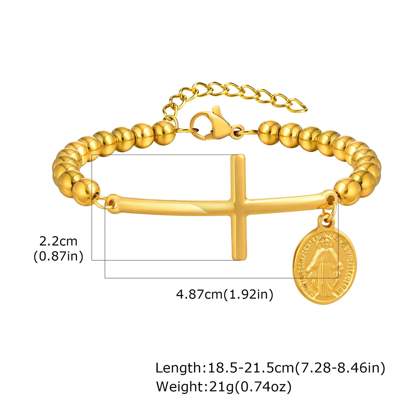 Virgin Mary Cross Bead Bracelet