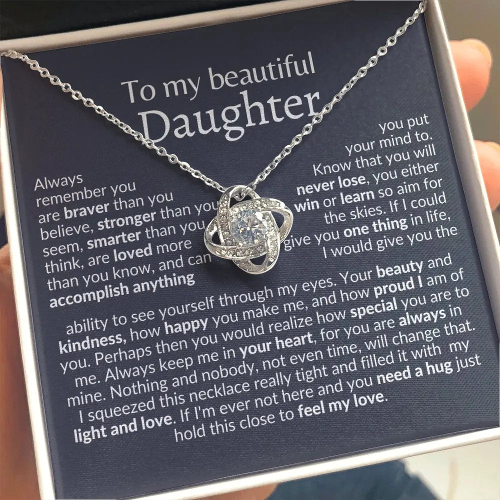 Necklace with sentimental message card for daughter