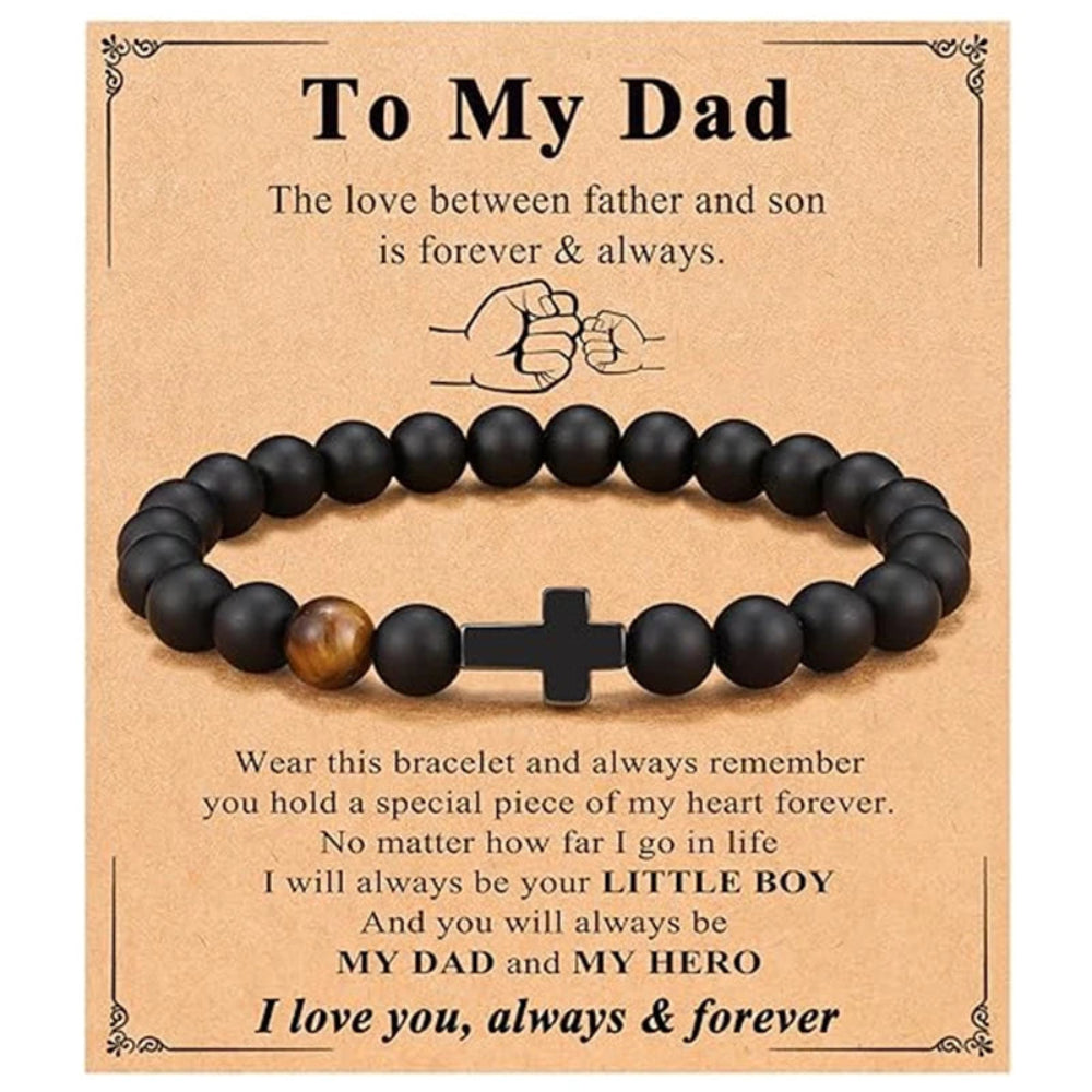 Meaningful faith cross bracelet gift for dad with inspirational message card
