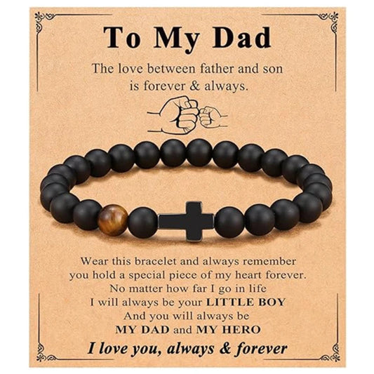 Meaningful faith cross bracelet gift for dad with inspirational message card