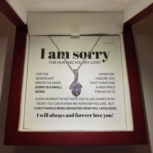 Necklace with a sentimental message card in a box
