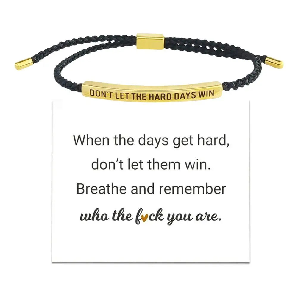 Bracelet with motivational message on a white background