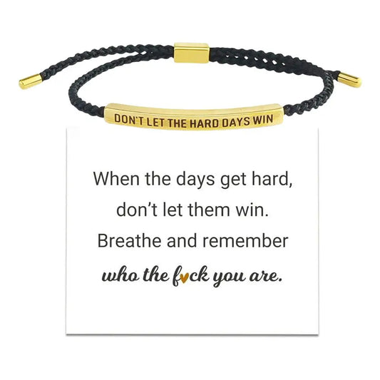 Bracelet with motivational message on a white background