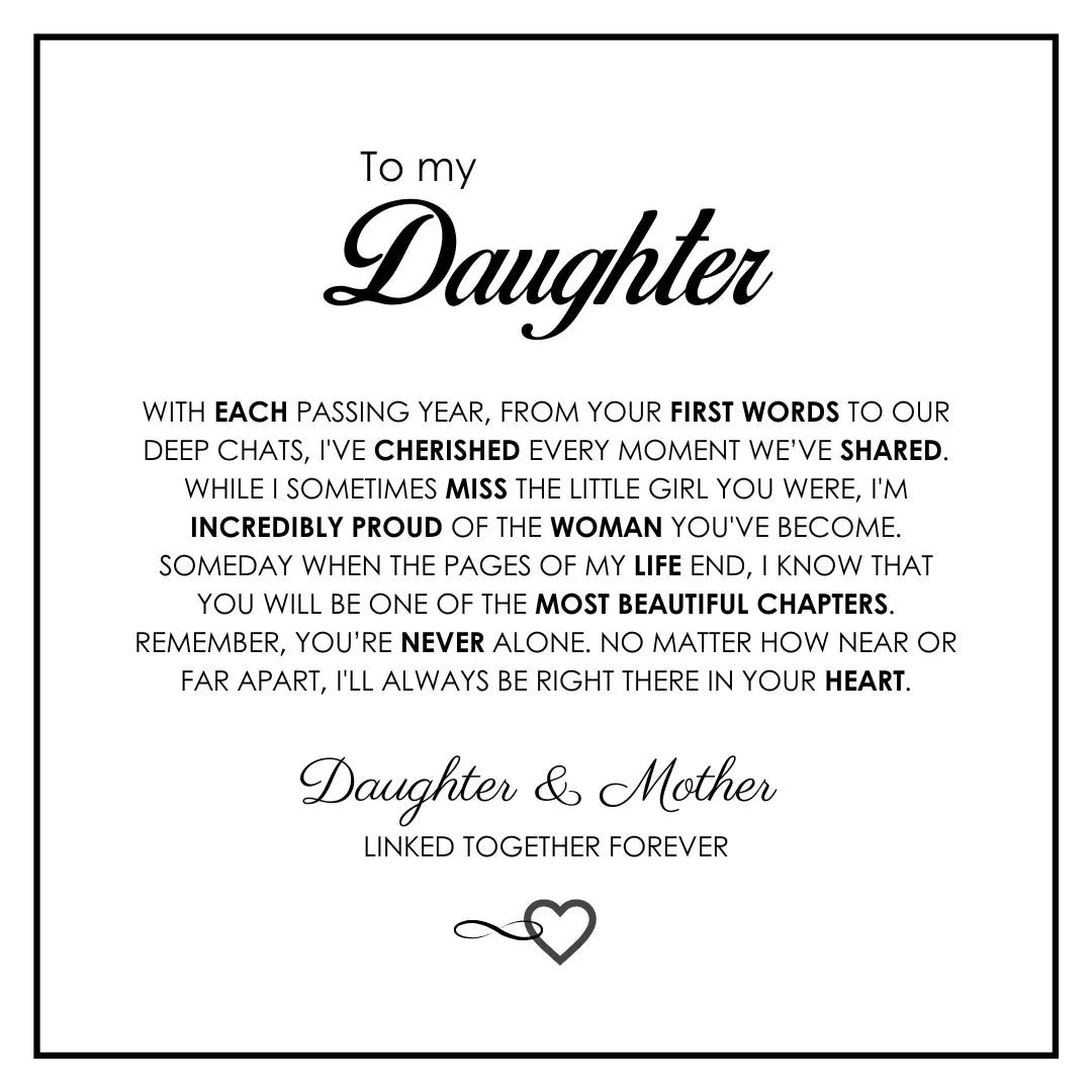 Letter to a daughter from a mother with heartfelt message and heart symbol.