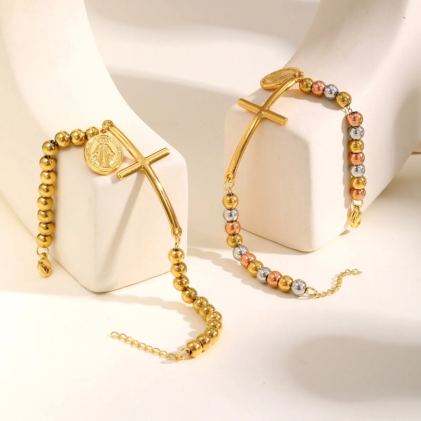Virgin Mary Cross Bead Bracelet