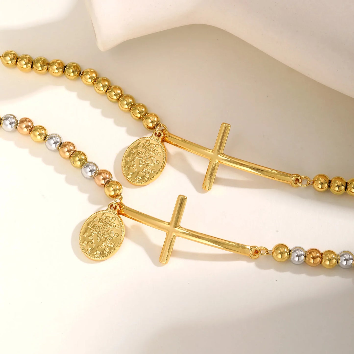 Virgin Mary Cross Bead Bracelet