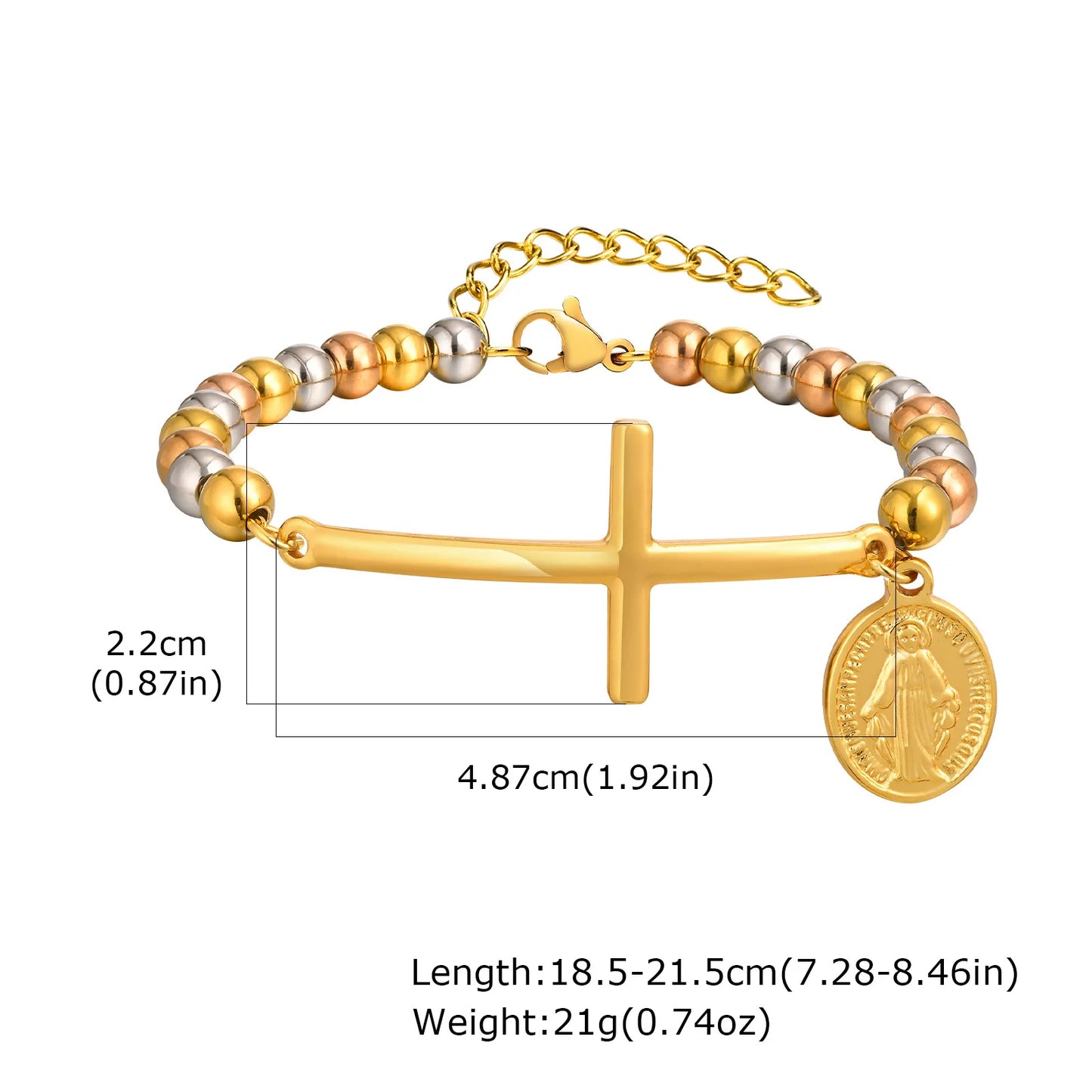 Virgin Mary Cross Bead Bracelet